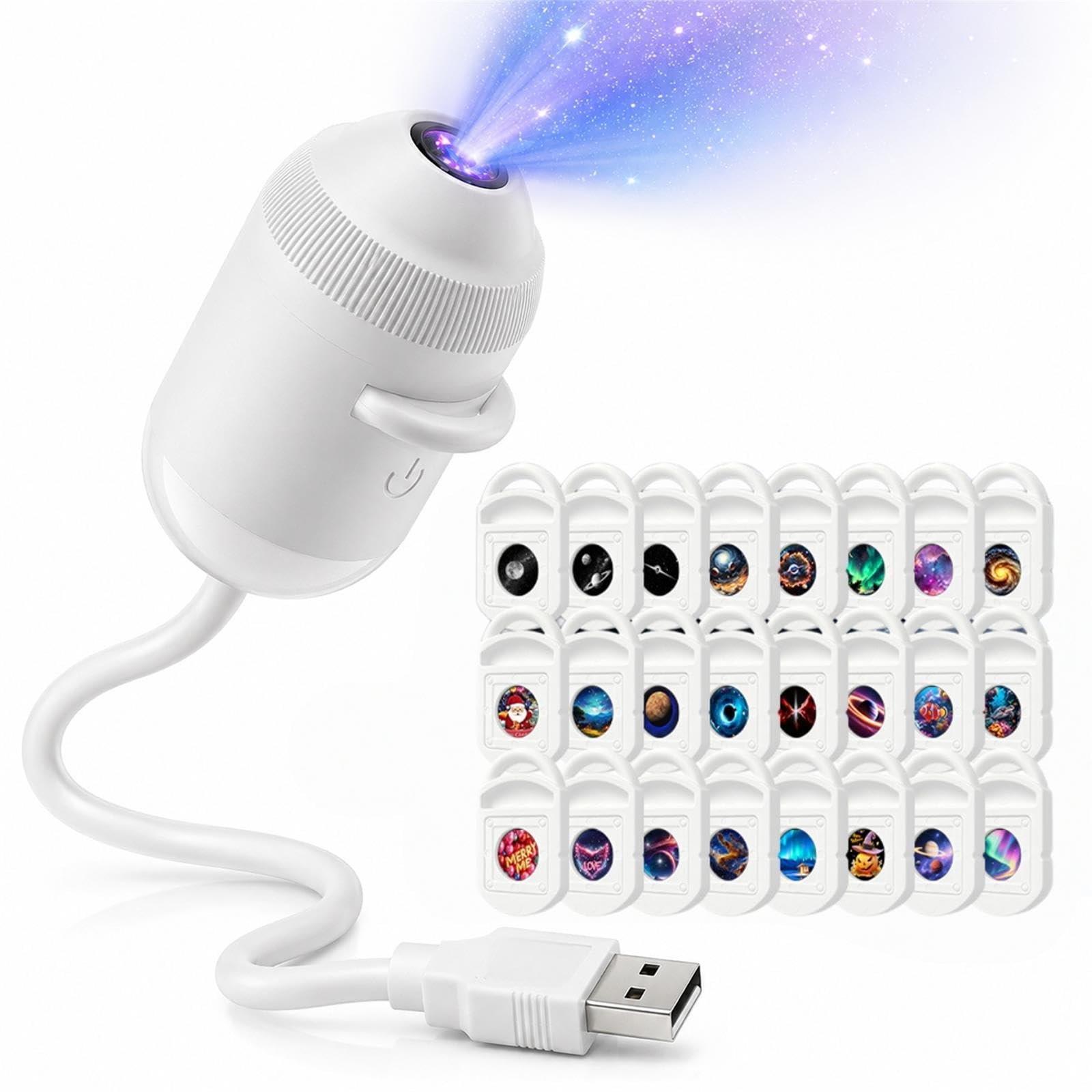 ZrdlqlLcjxy 2-in-1 Galaxy Projector Night Light, HD Smart Dynamic 5D Holographic Night Light Projector, 5d Mini Galaxy Star Projector for Bedroom Ceiling Wall Room Decor ，with 24 Films