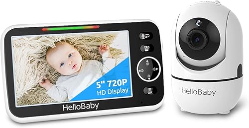 Monitor para bebé monitor de video de 5 pulgadas 720P HD con cámara y audio panorámica remota inclinación y zoom alerta de alimentador visión