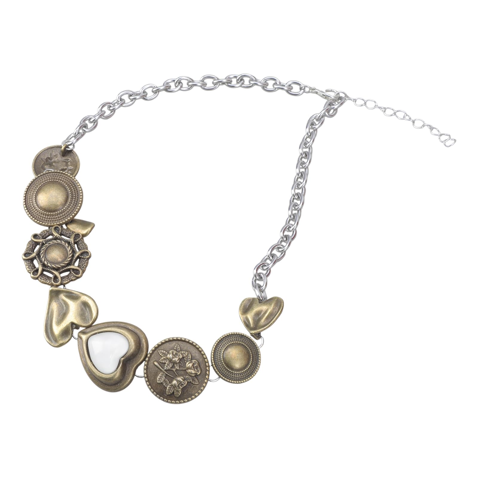 APGLSXY Unique Punk Inspired Brass Necklace Temperament Brown Stone Pendant Clavicle Chain Statement Jewelry for Men and Women Punk Styles Jewelry