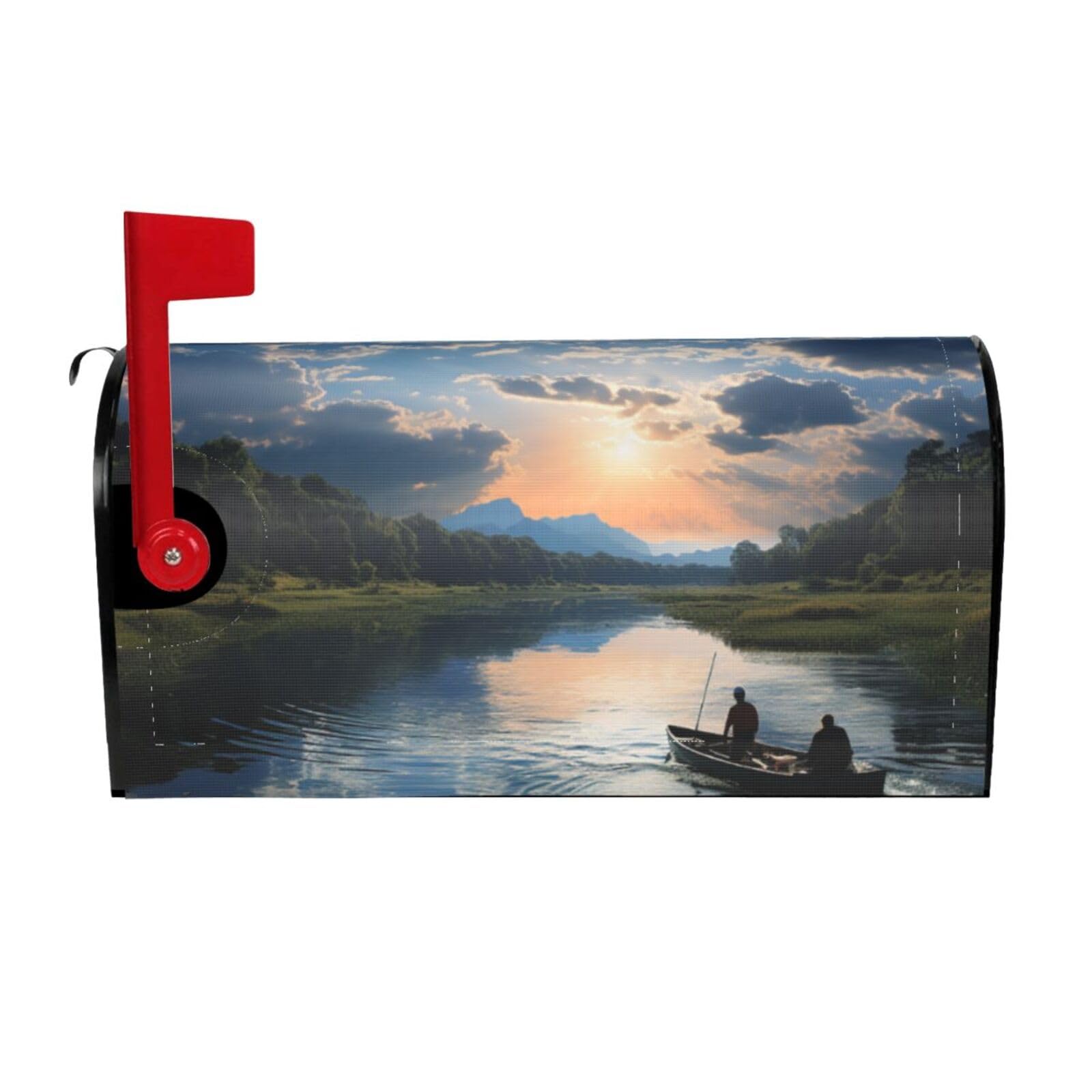 Fishing Scenic Mailbox Covers Magnetic Wraps Post Letter Box Cover Garden Home Decor 25.5x21 in