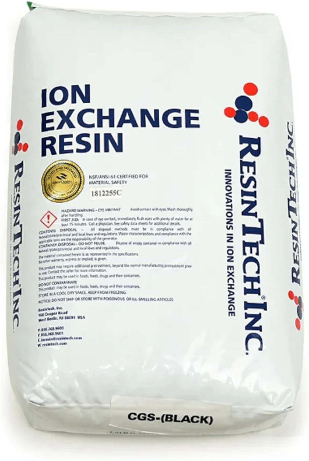 US Water Systems Resintech CNS10 Premium 10% Crosslinked Water Softener Resin 1.0 Cu Ft Bag High Performance Strong Acid Cation Resin