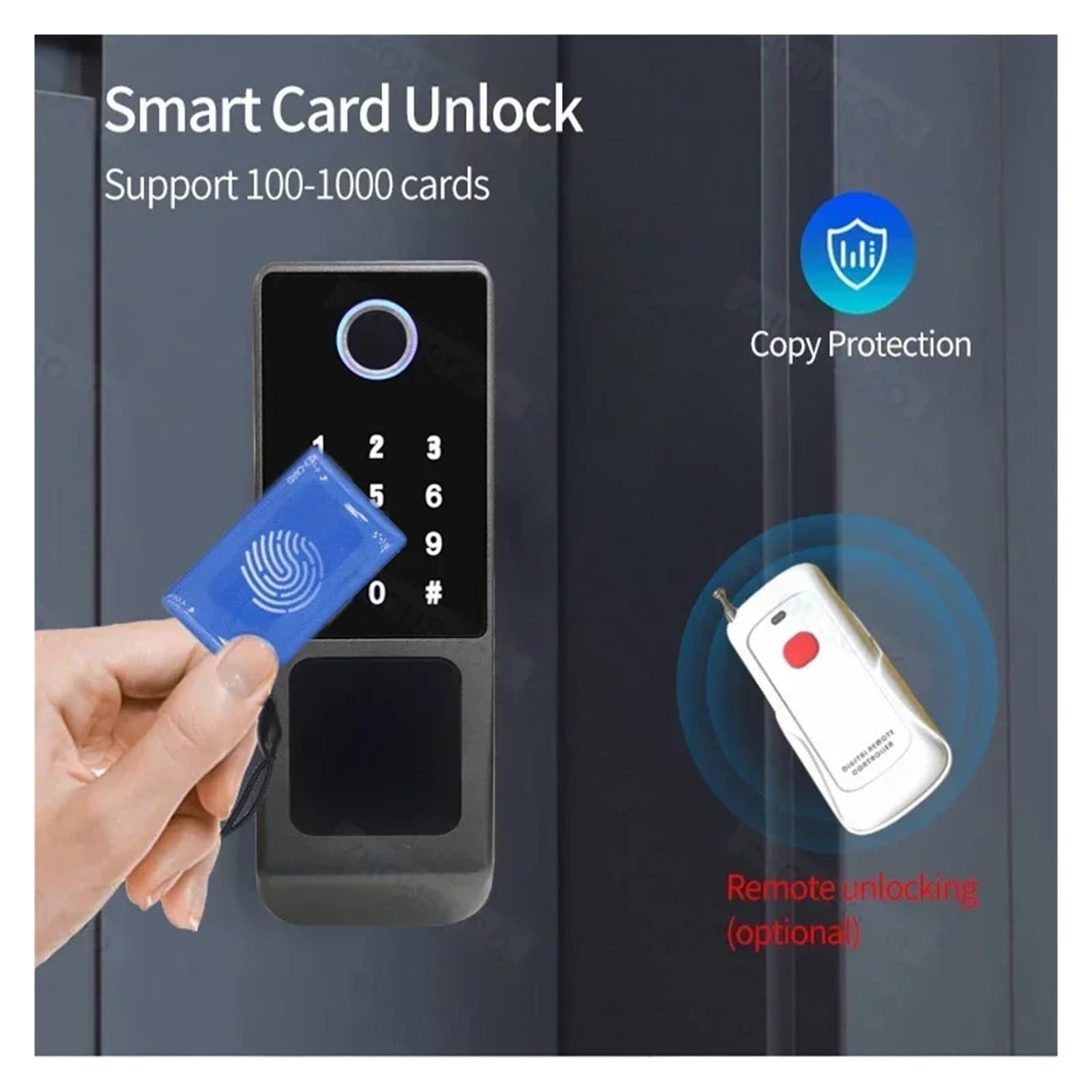 Blokada Z Użyciem Linii Papilarnych Wodoodporny Pilot Wi-Fi Tuya Bluetooth TTLock Karta Aplikacji Cyfrowy Kod Keyless Elektroniczny Inteligentny Zamek Do Drzwi Wysoki Poziom BezpieczeńStwa(C-4)
