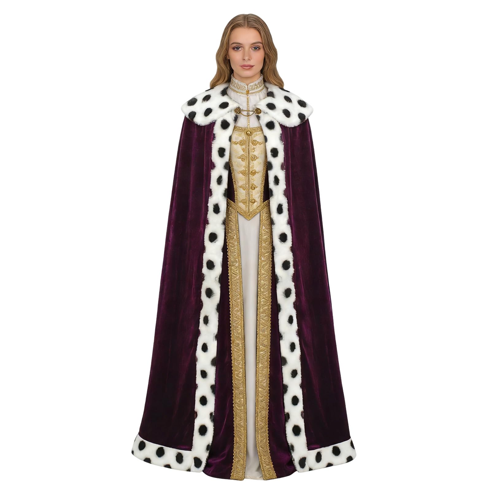 Giftdigger King Costume for Men Queen Cape for Women Adult Purple King Cape Queen Costume Women Purple Kings Robe/59in