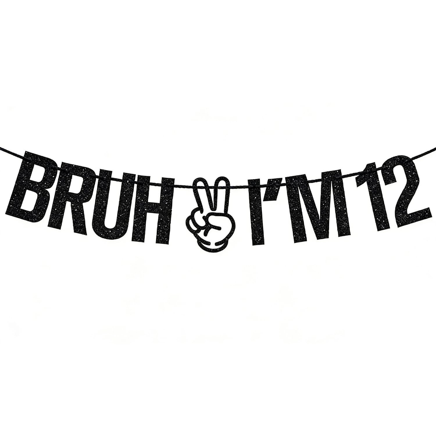 Happy Birthday Banner Black, Flashing Banners I'm 12th Birthday Decorations for Boys Girls (Age 12)