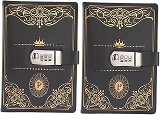 MAGICLULU 2 Pçs Notebook De Viagem Notebook De Viajantes Notebook Vintage Com Código De Bloqueio Diário Clássico Bloco De Notas Bloco De Notas Com Código De Bloqueio Bloco De Notas Pu