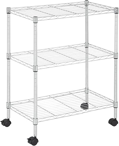 YRLLENSDAN Estantería de 3 niveles, estantería pequeña ajustable para armario, estantes de almacenamiento de cocina con ruedas, organizador de