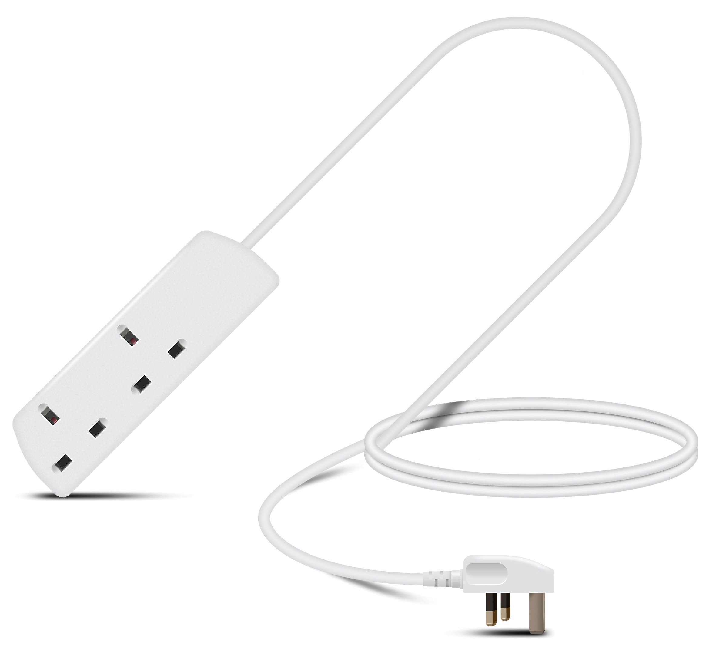 Eagle Two Gang Mains Power 13A Extension Socket to 13A UK Plug Lead Cable, British Standards BS1363 1m