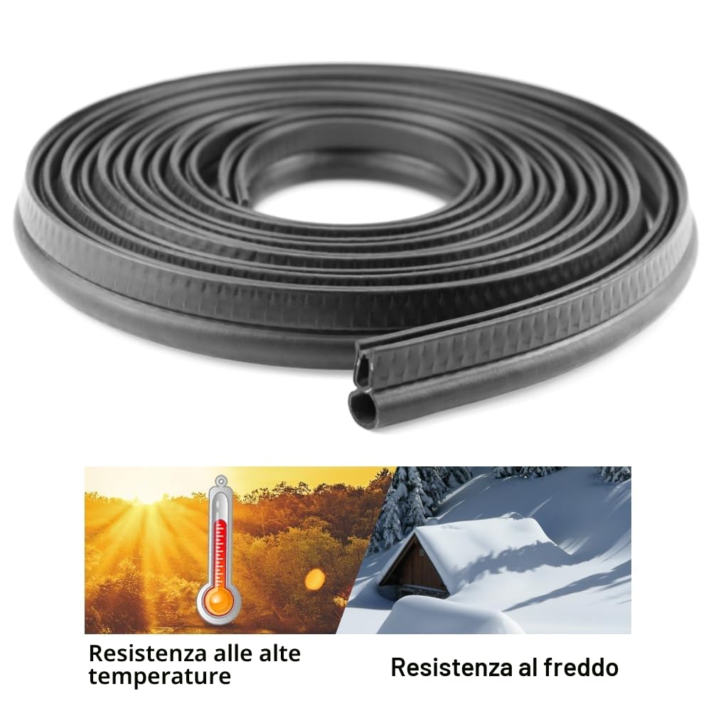 Guarnizione per portiera auto, 6m Guarnizione in gomma per bagagliaio, protezione bordi con guarnizione superiore, per auto, barche, camper, camion e applicazioni domestiche