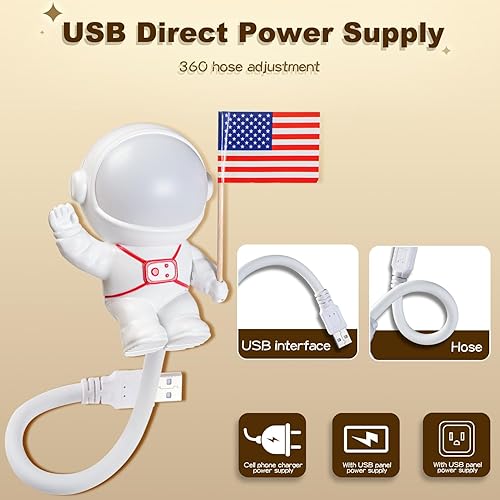 Miniatura 6 de Consss Luz nocturna, luz nocturna de astronauta con detección activada por voz USB, 1 paquete de luz nocturna LED con tercer engranaje de