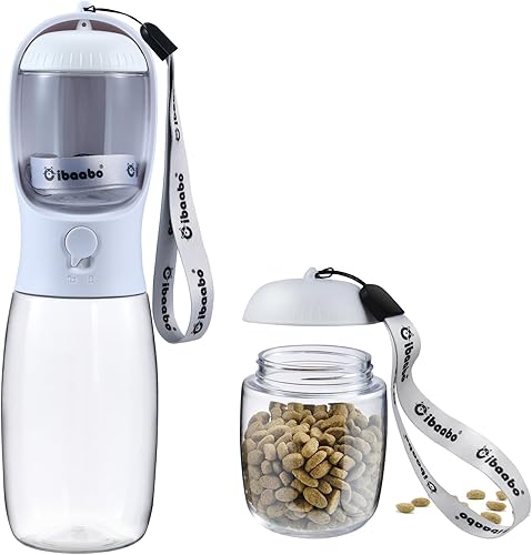 Miniatura 1 de Botella de agua para perros con contenedor de alimentos, cuenco de agua para cachorros de viaje, dispensador portátil para mascotas, artículos de