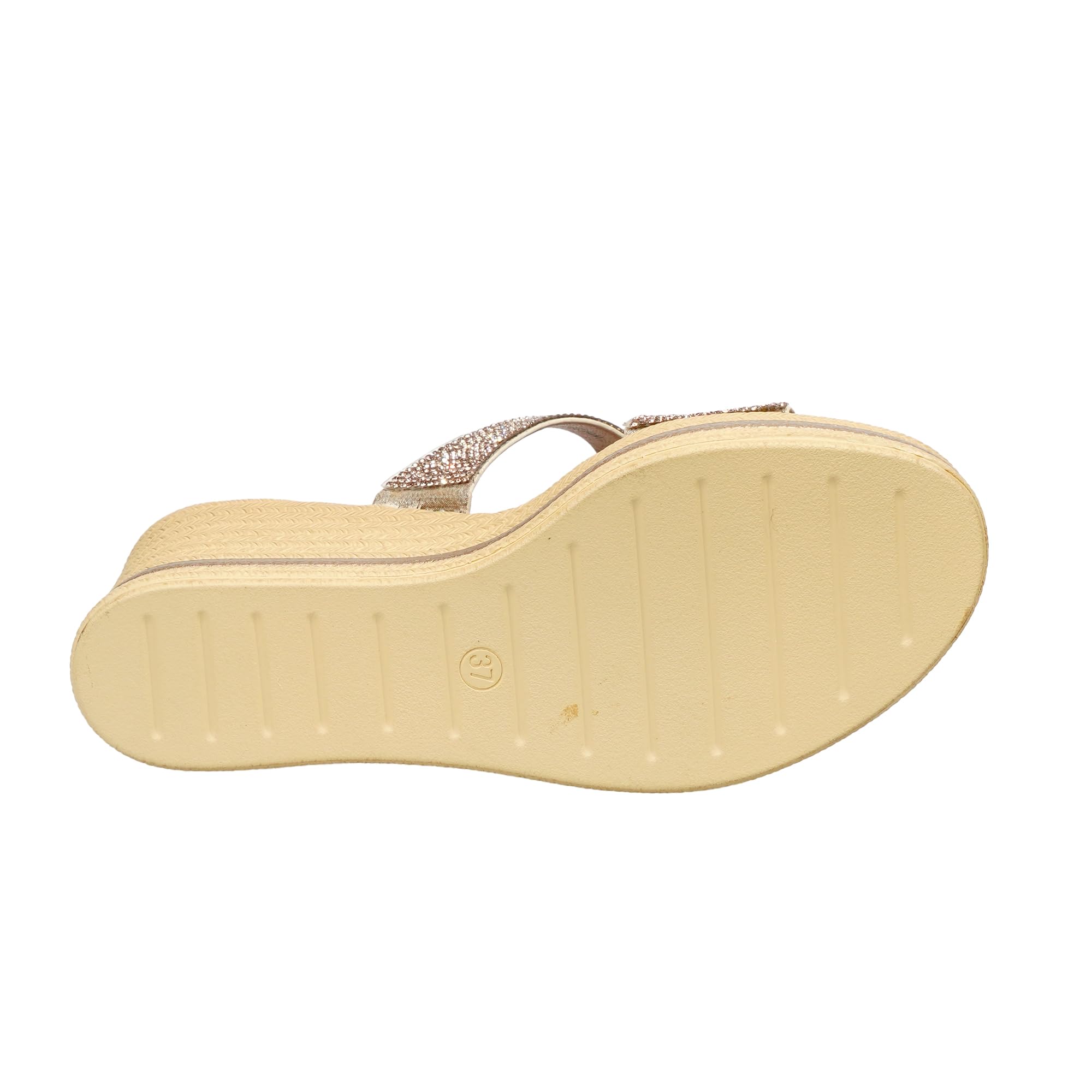 JOMIX Sandalias Mujer Verano con Cuña Chanclas Mujer con Brillantes Plataforma Calzado de Verano Cómodo y Elegante