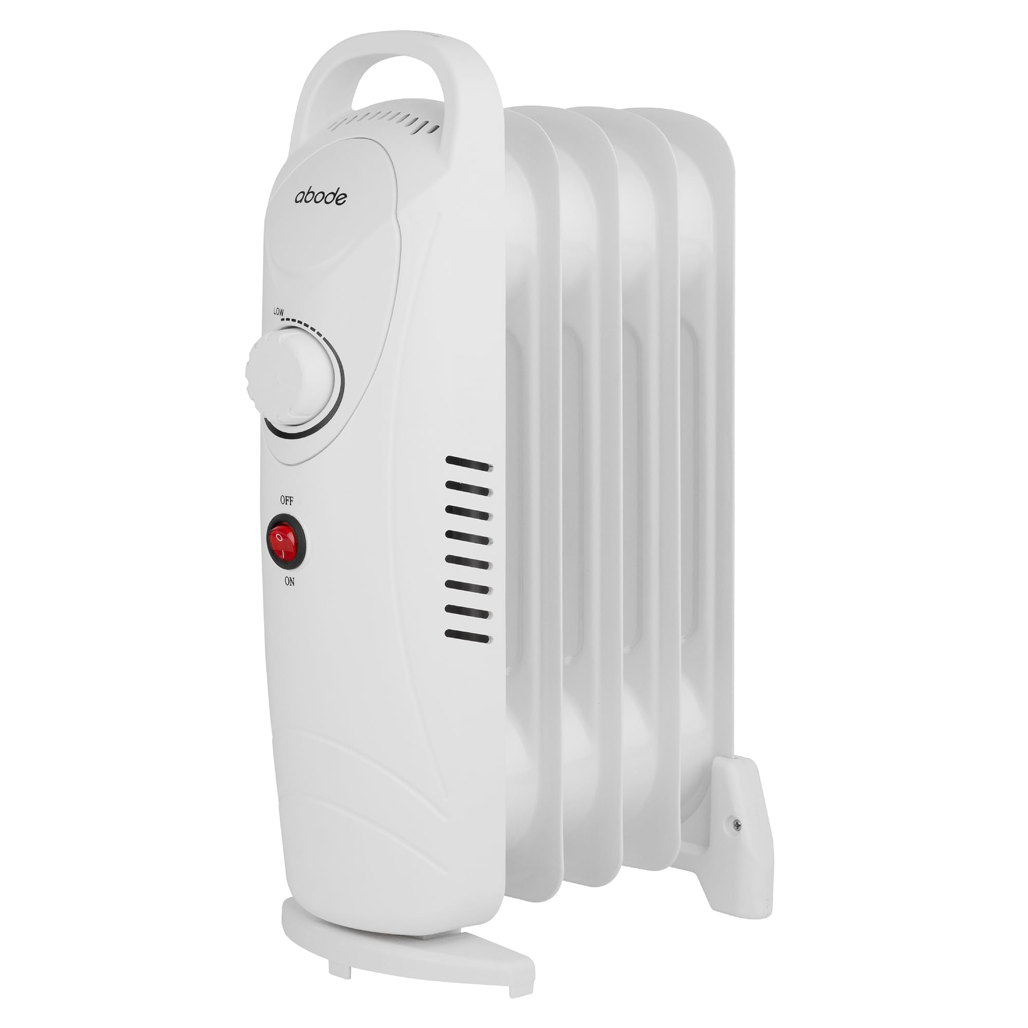 Abode 5 Fin Oil Filled Radiator 650W Portable Electric Heater in White, Overheat Protection & Tip Over Protection, Portable with Integrated Handle AOFR5001