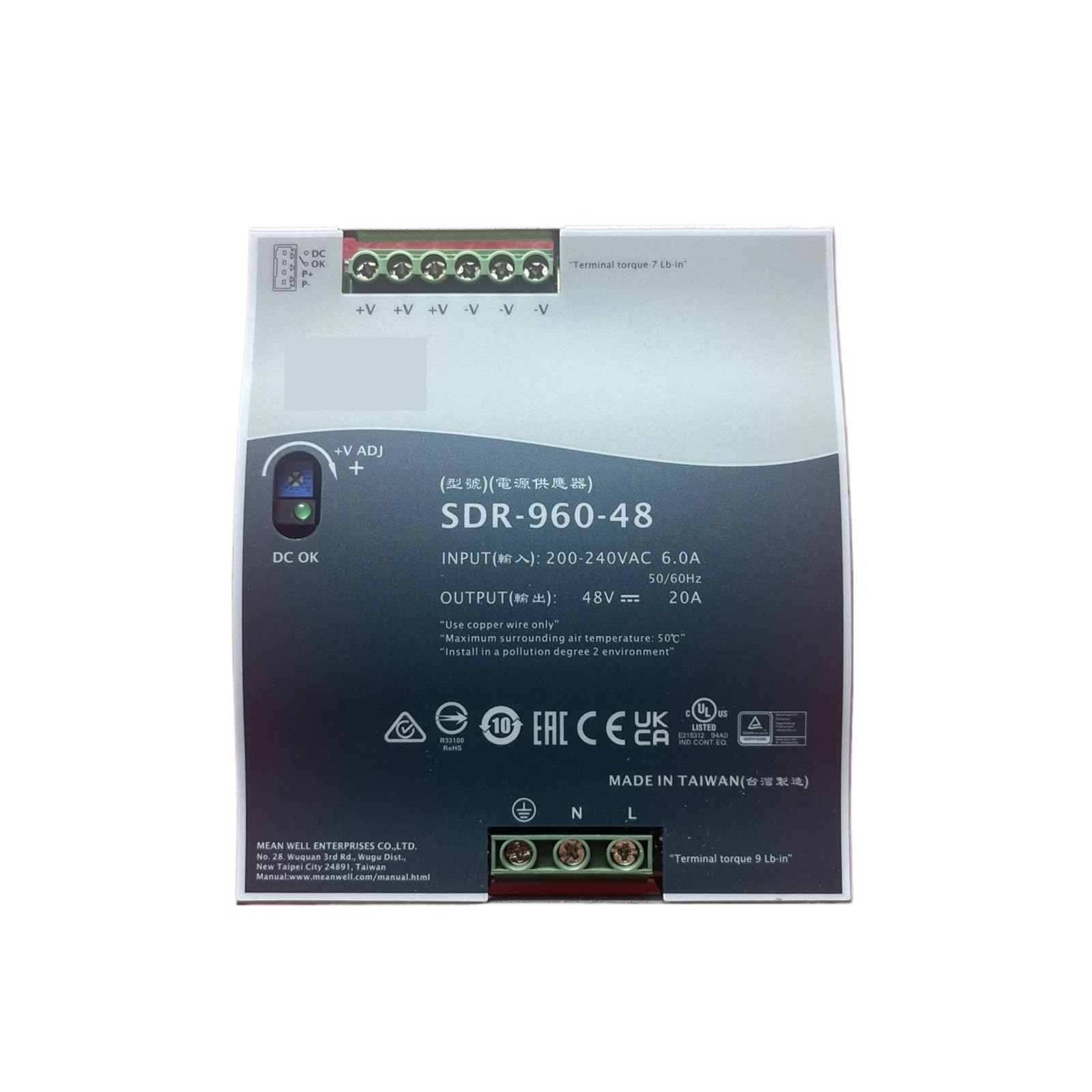 ANERTQUIH SDR-960 SDR-960-24 24V 40A 960W DC Rail Switching Power Supply
