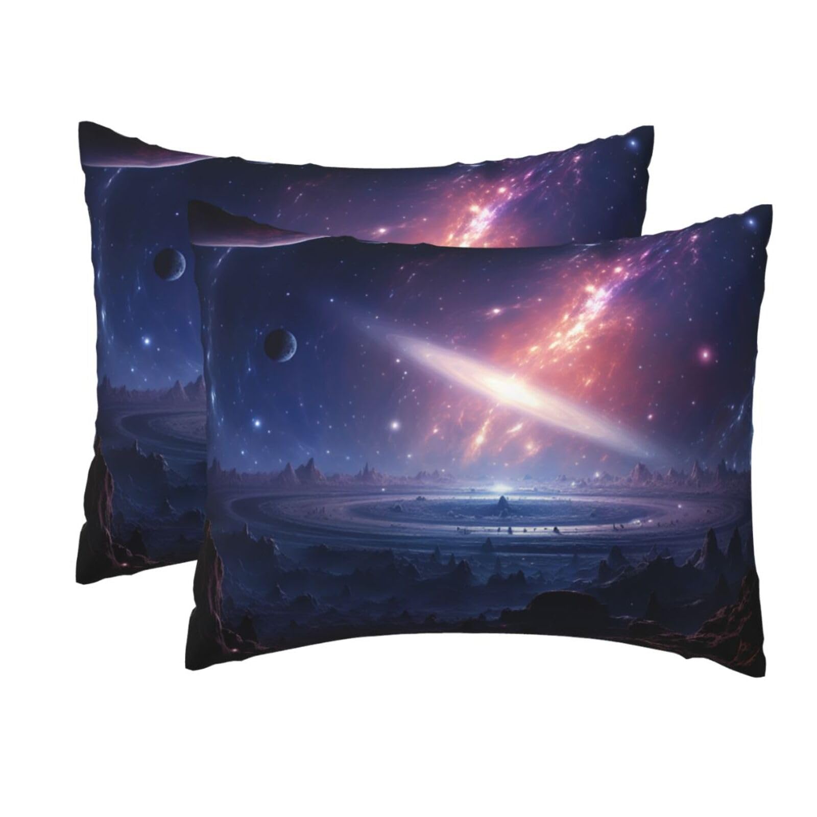 2 Pack Standard Size Pillow Cases for Hair and Skin Soft Breathable Pillow Case Covers with Hidden Zipper Fantasy Space Pillowcase 20x26 Inches Pillow Cover for Sleeping Gift