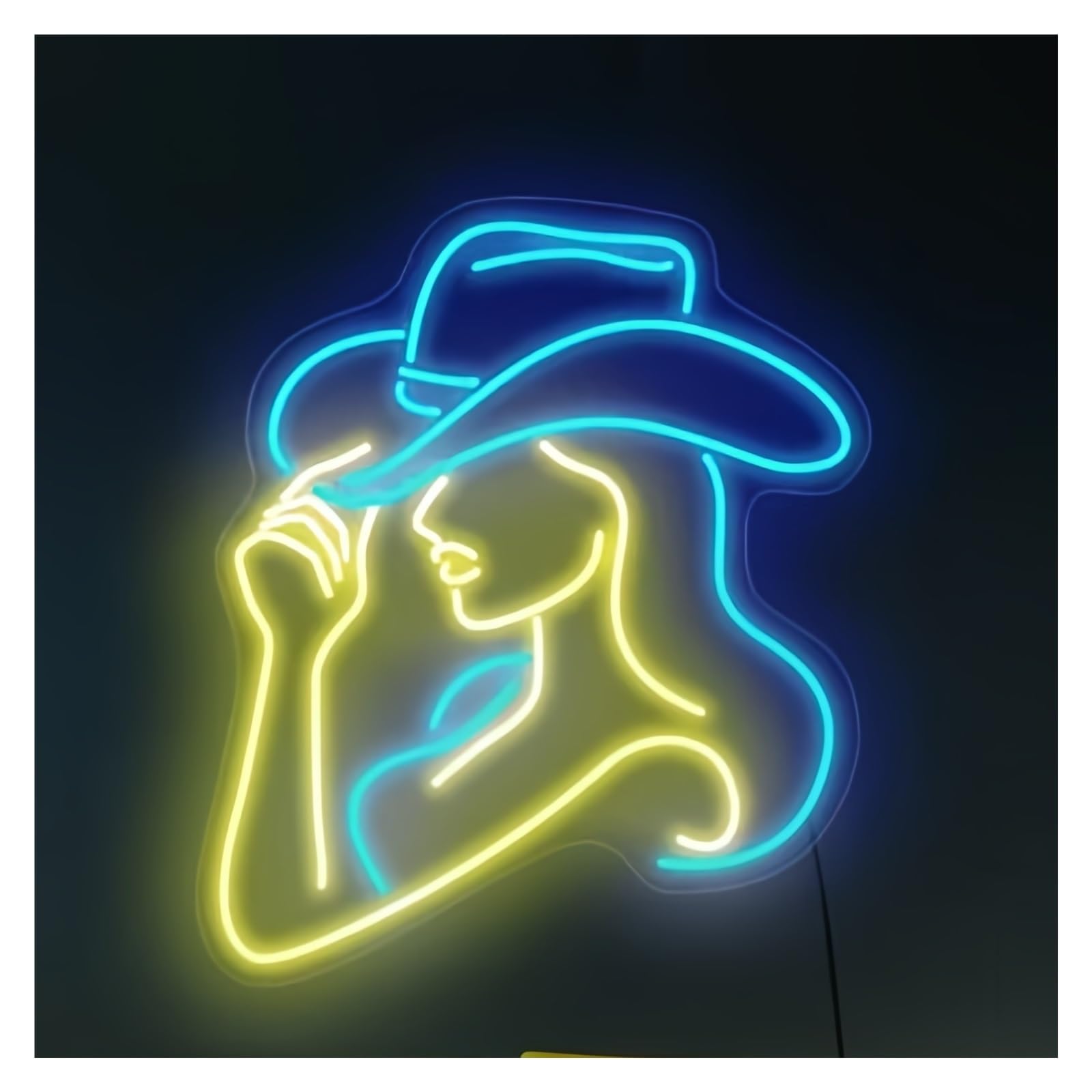 LEMST Signs Lamp Cowgirl Neon SignSuitable for Studio Bar Shop Bedroom Wall Decor(A,36cmx38cm)