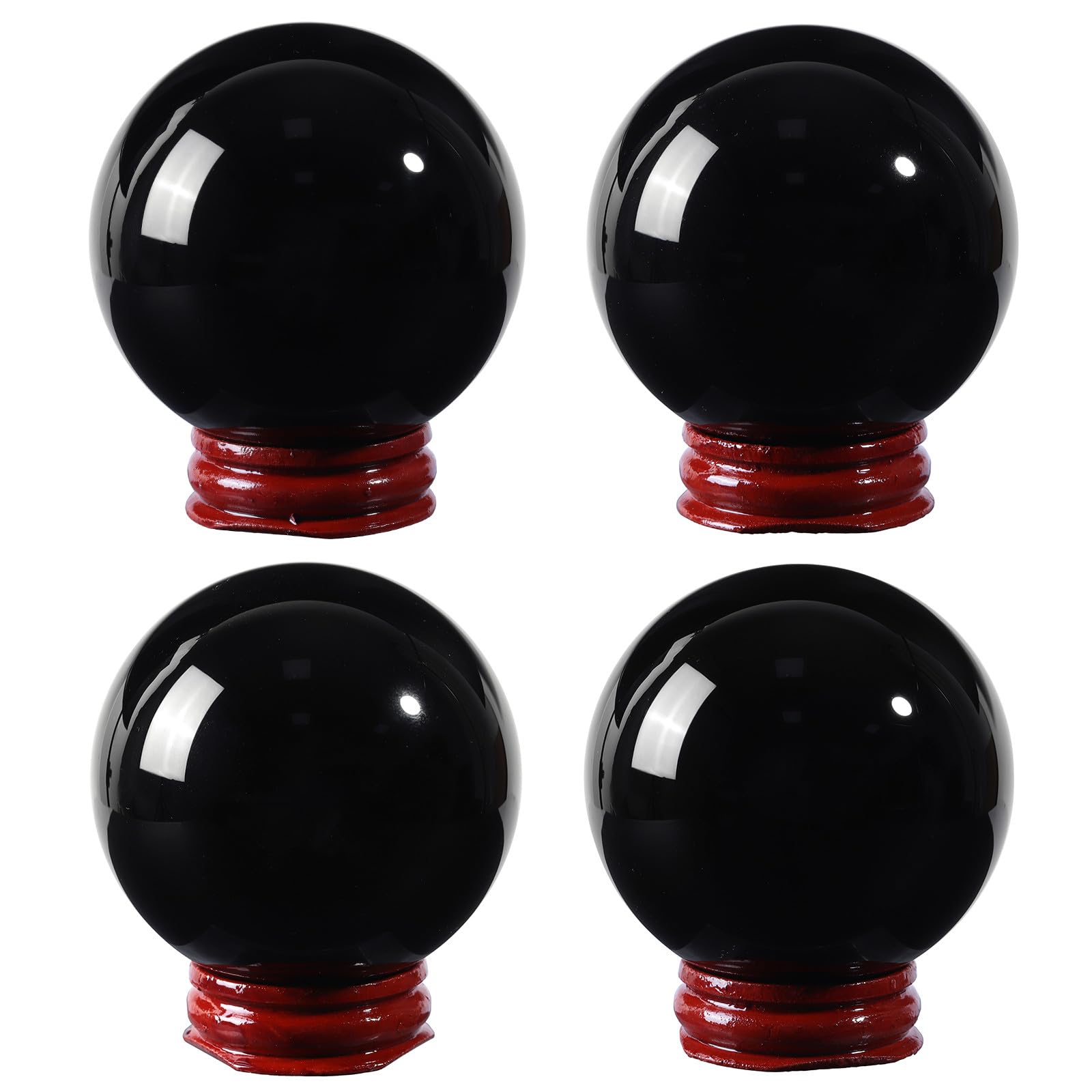 mookaitedecor Natural Black Obsidian Crystal Ball with Stand 55mm-60mm Small Healing Reiki Stone Crystal Sphere Scrying Divination Crystal Witchcraft Supplies Wiccan Gifts Spiritual Black Room Decor - Image 3