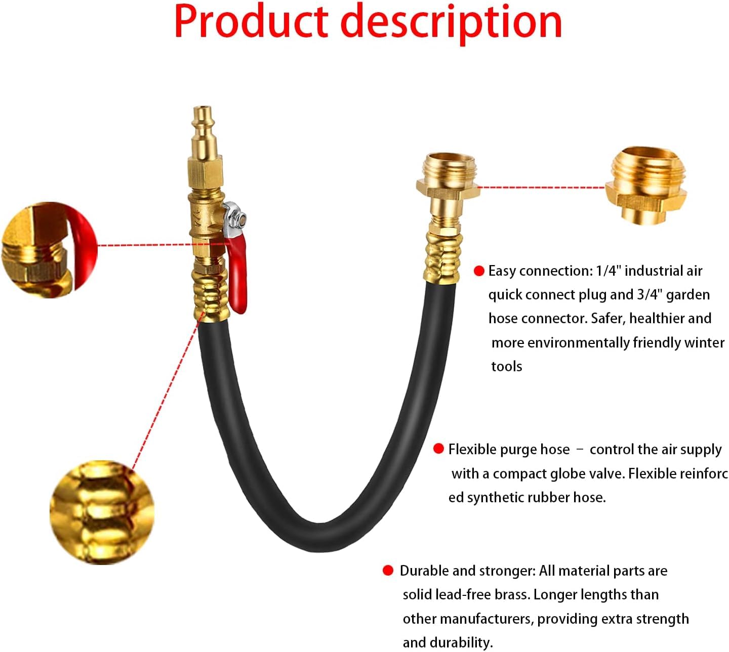 My Garden Pool Splash RV & Marine -50°F Antifreeze Set Flexible Plastic Funnel Spout and Sprinkler Blowout Adapter, Shut Off Valve - for Winterizing RV, Camper, Boat, Motorhome Systems (6)