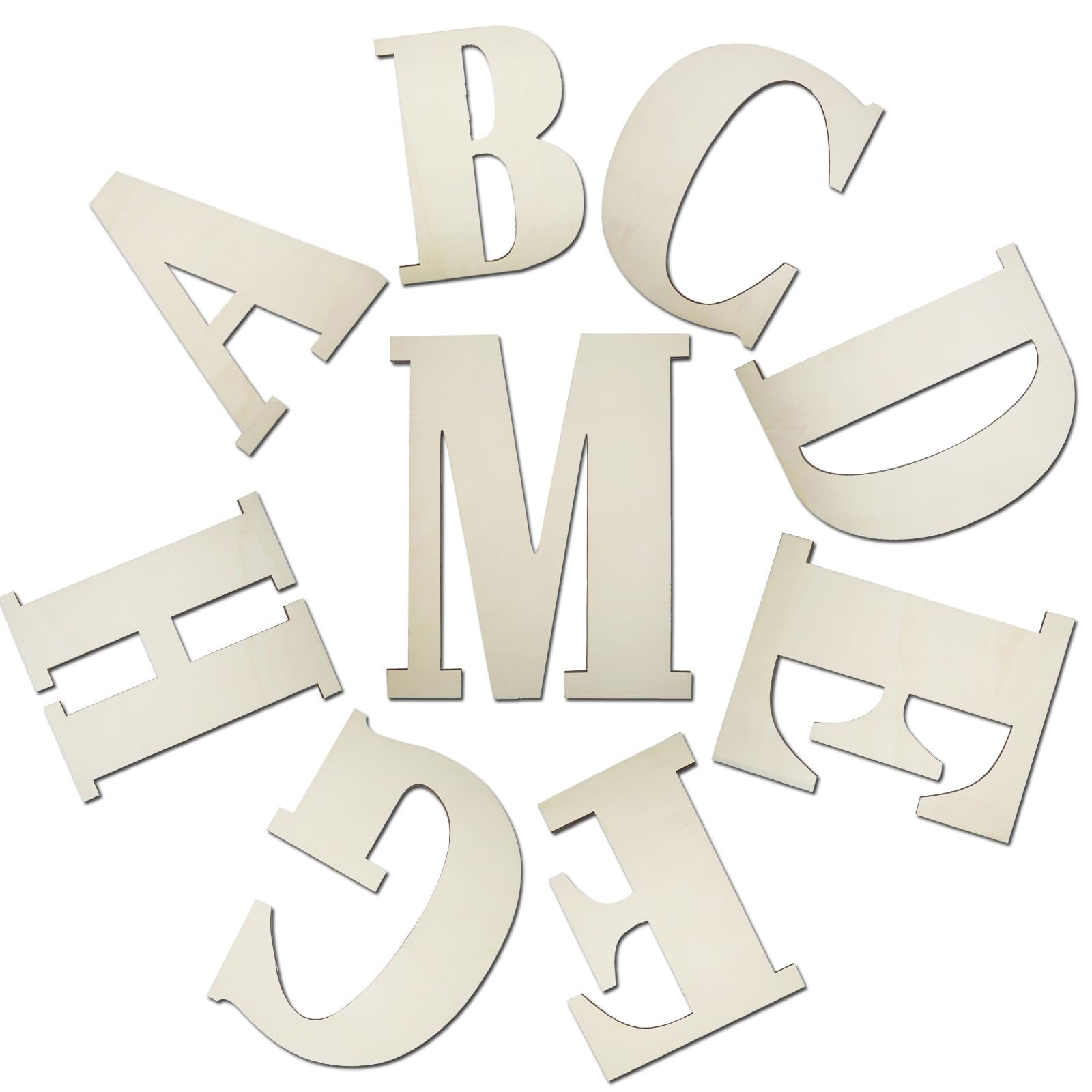 Letras grandes de madera sin terminar para decoración de pared, 12 pulgadas, letras grandes de madera en blanco sin terminar para proyectos de manualidades, fiesta de cumpleaños, boda, bar de vino,