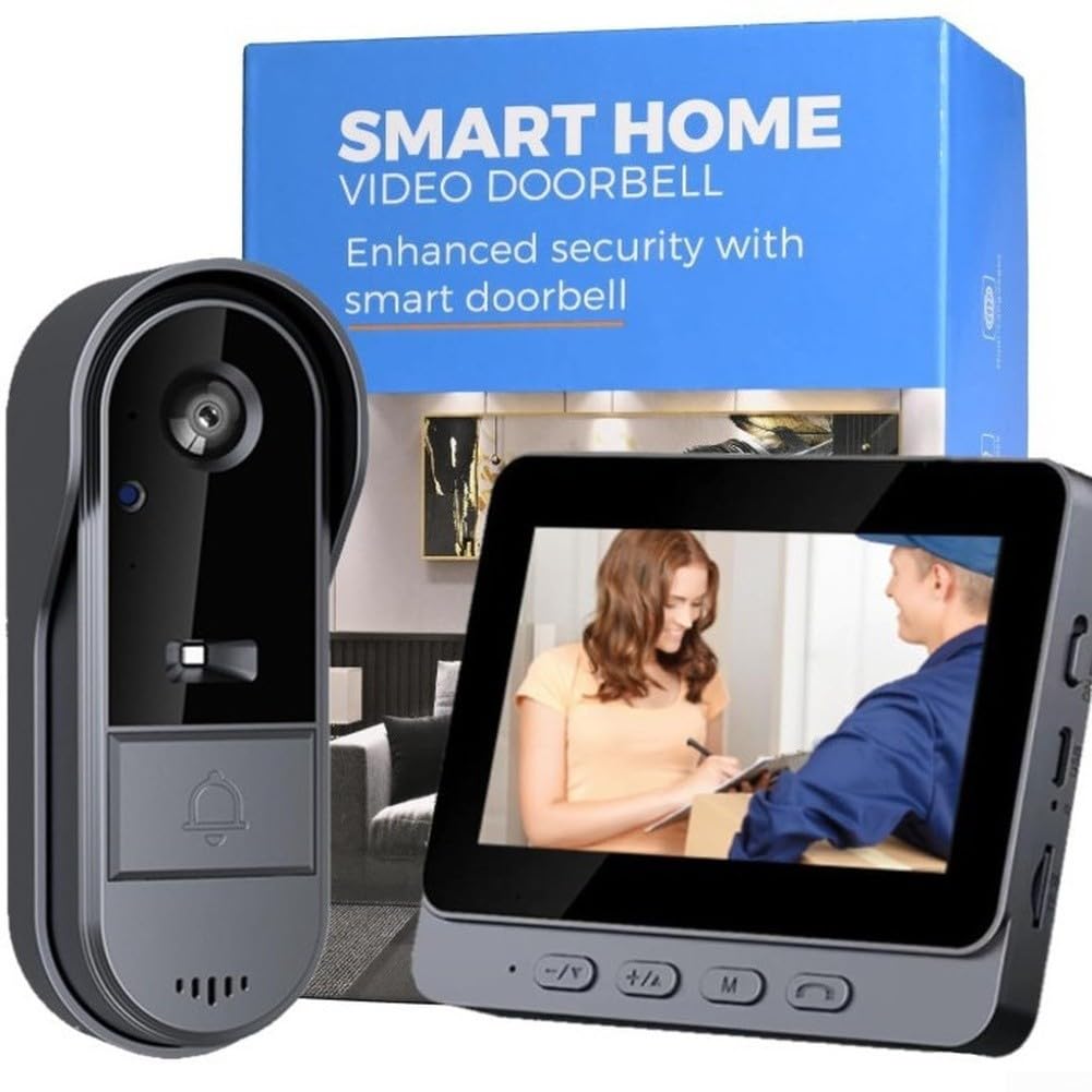 HpLive Sonnette Vidéo Fil 4,3" Vision Nocturne Grand Angle Sonnette(M15S 4.3 Inches)