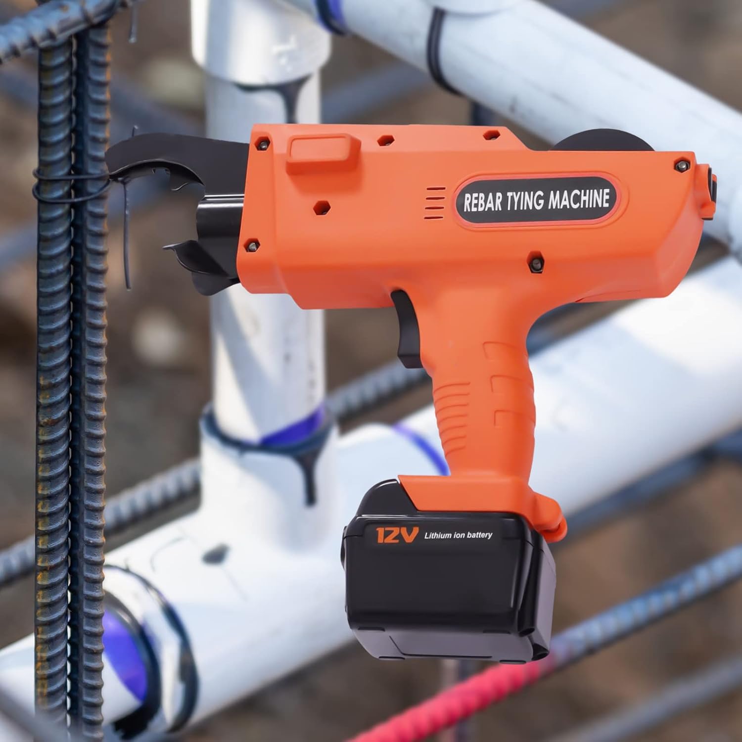 Automatic Rebar Tying Machine Steel Bar Rod Tie Gun with Rechargeable Battery and Pliers, Handheld Electric Binding Tool for Construction Rebar Work