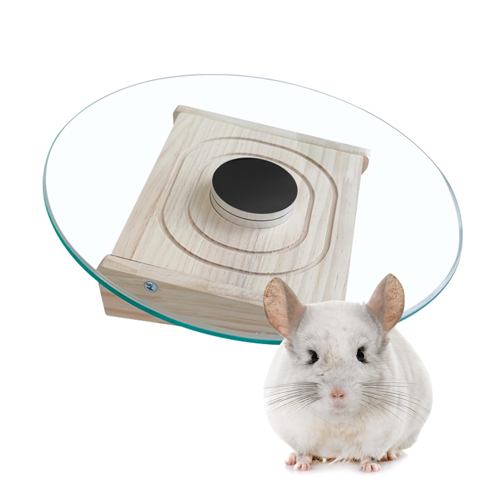 Rueda de Ejercicio, Rueda Hamster de Cristal de 28 cm para Chinchillas Lámina Giratoria para Chinchillas con Rodamiento Metálico Lámina Deportiva Silenciosa para Hámsteres Ruedas para Animales Pequeño