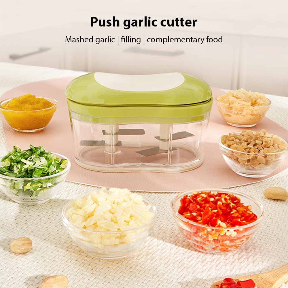 YUSASHOP Food Chopper Manual Garlic Mincer Onion Vegetable Chopper Easy to Clean Hand Push Garlic Cutter Portable Small Food Processor for Chili Peppers Fruits Household Kitchen Tool : Buy Online at Best