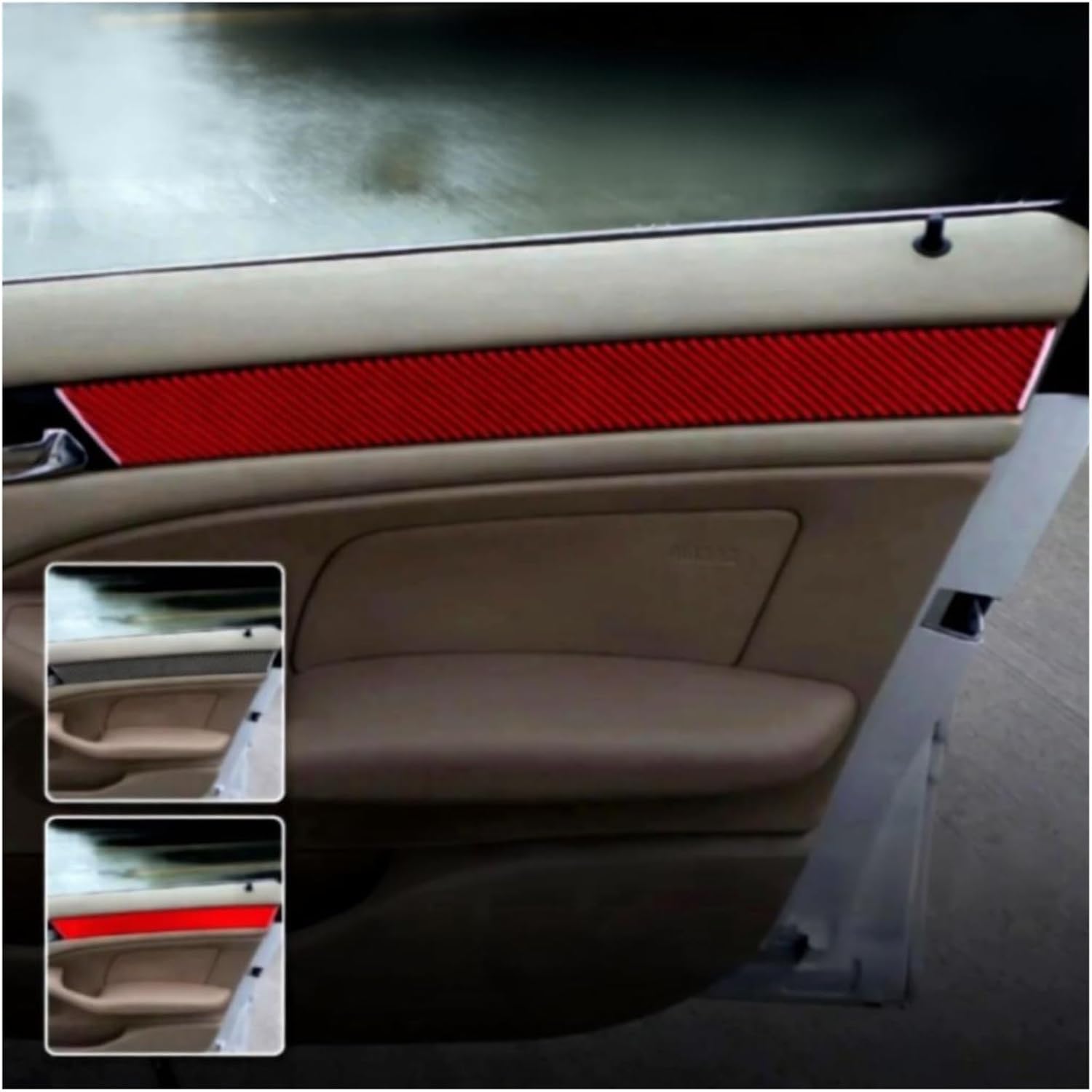 4PCS Carbon Fiber Window Sill Trim Compatible for BMW E46 1998-2006 3 Series, Exact Fit Self-Adhesive Anti-Scratch Sporty Interior Decor(B Red)