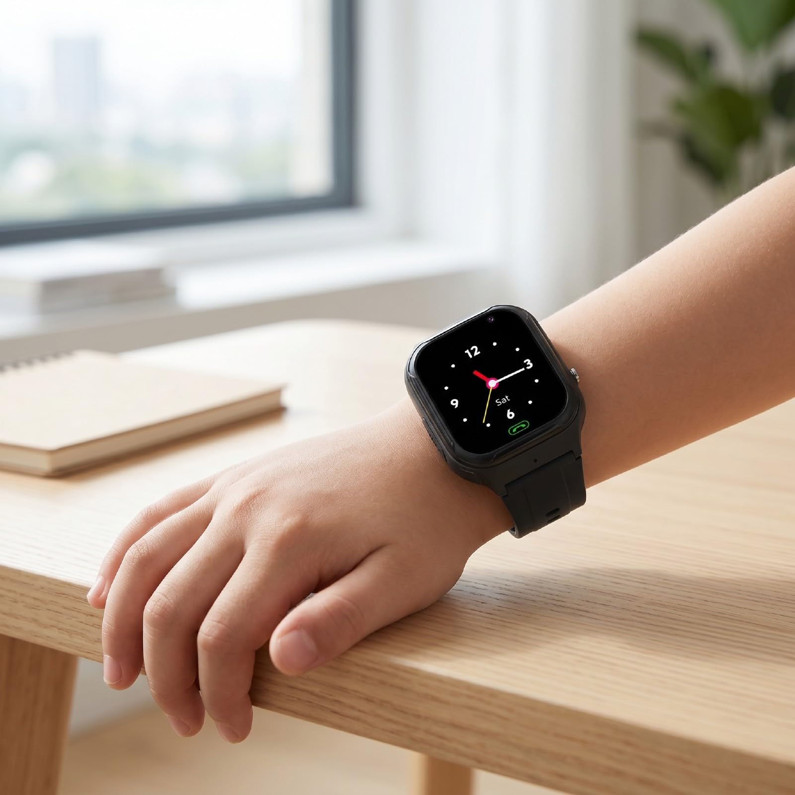 Dpofirs Reloj Inteligente 4G, Reloj con Pantalla Táctil de 1,44 Pulgadas para Estudiantes, Despertador, WiFi y Ranura para Tarjeta SIM (Black)