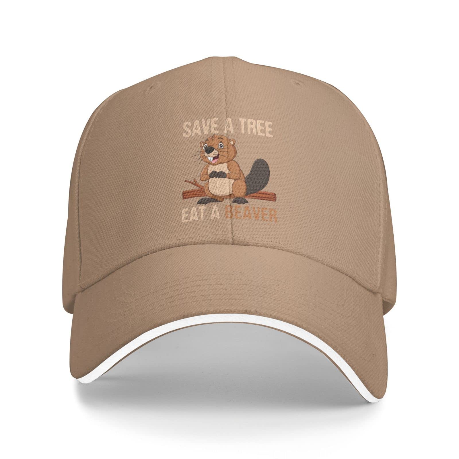 GQWJKSZ Beaver Lover Hat Save A Tree Eat A Beaver Hat Men Dad Hats Trendy Caps Natural