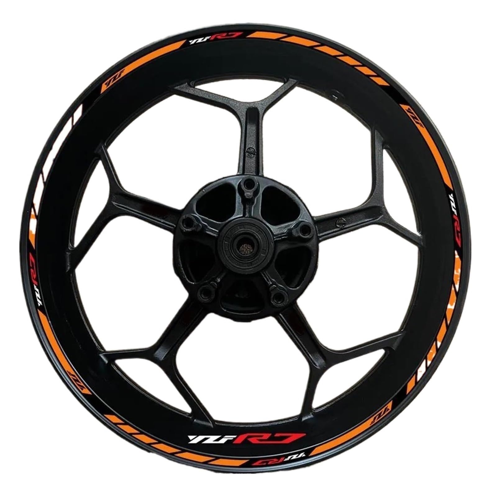 Ntpjk Orange Sticker Part For Y-Amaha Yzf R7 Yzfr7 Motorcycle Wheel Hub Decals Rim Decorative Reflective Stickers Motocycle Set(Orange)