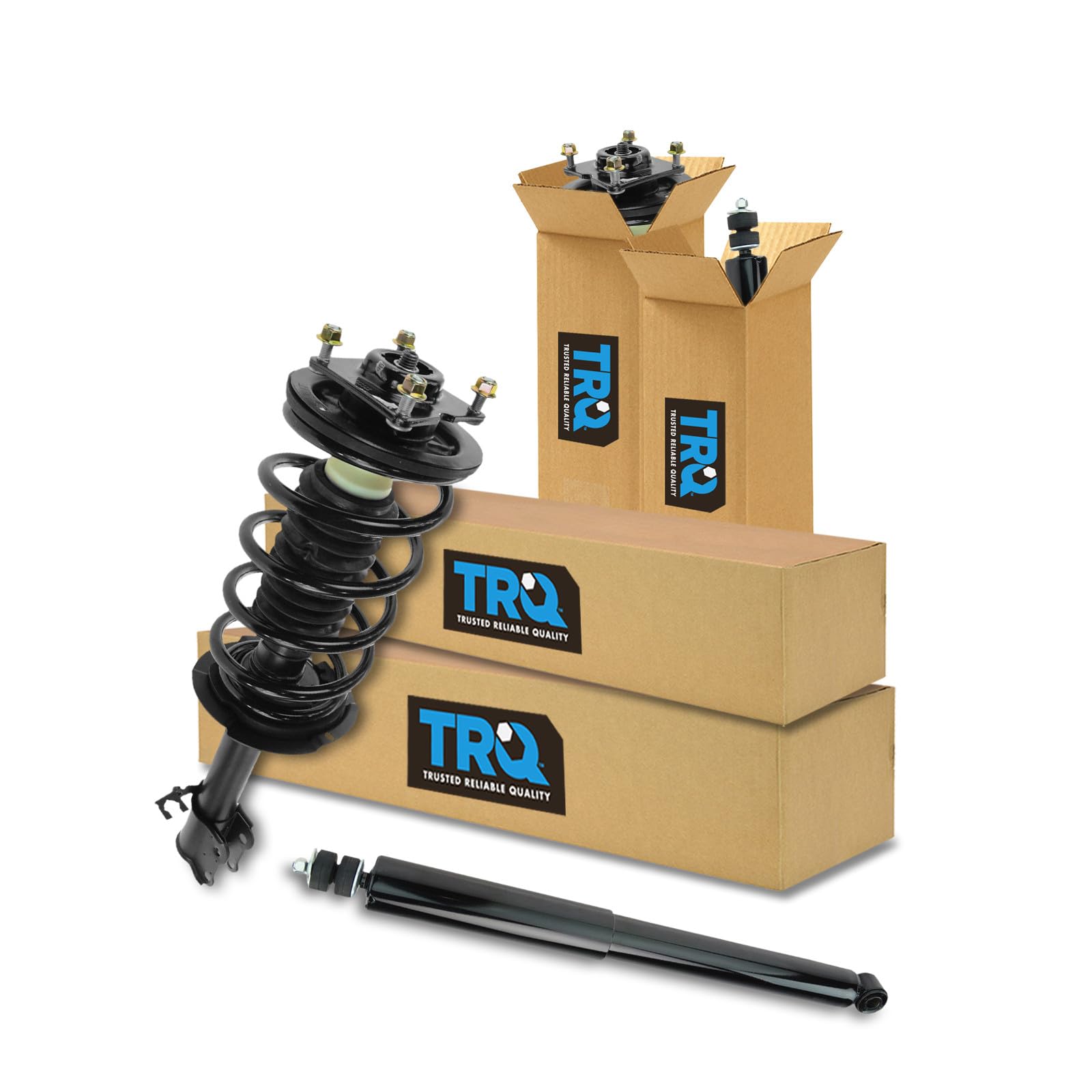 TRQ Front and Rear Complete Strut Assembly &amp; Shock Absorber Kit Complete Strut &amp; Coil Spring Assembly Compatible with 2008-2012 Ford Escape 2008-2011 Mazda Tribute Mercury Mariner