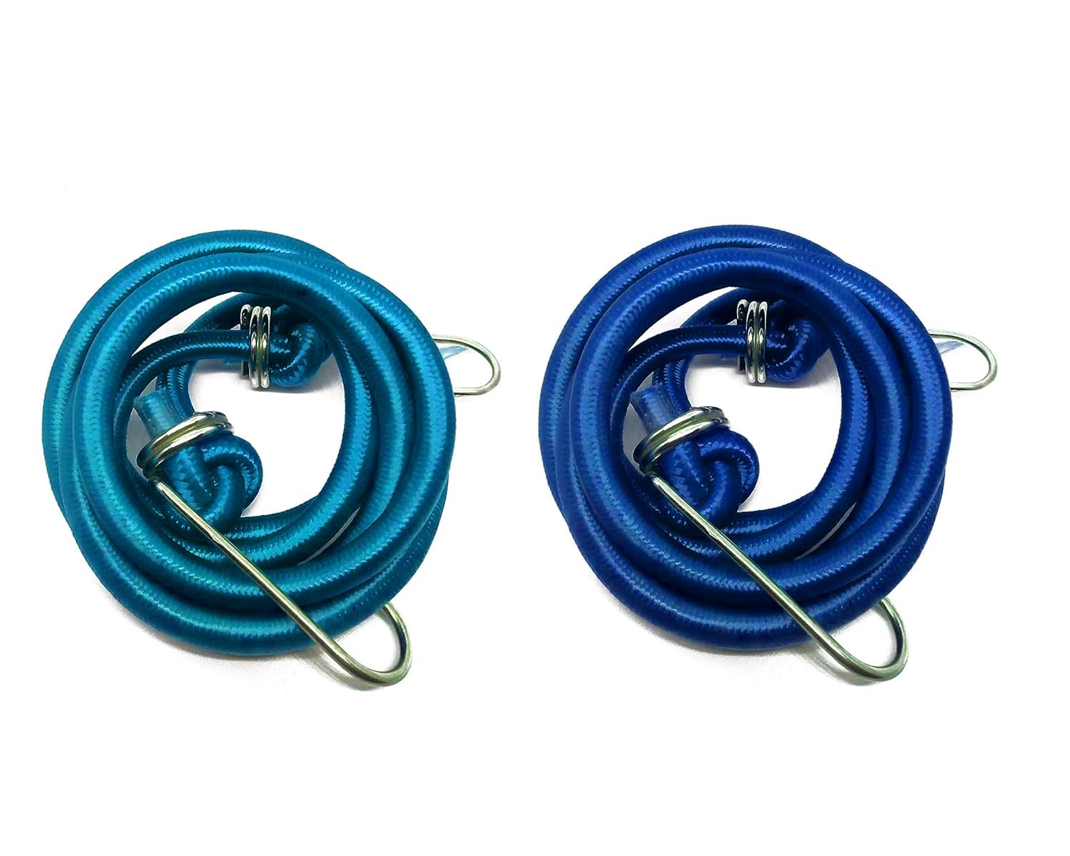High Strength Elastic Neon Color Bungee Cords, Luggage Tying Rope with Hooks, Set of 2, 5 feet, Assorted Neon Color (Blue)