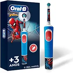 Oral-B Marvel Homem-Aranha, Escova de Dentes Elétrica Infantil (+3 anos), 4 Adesivos Personalizáveis, Vermelha