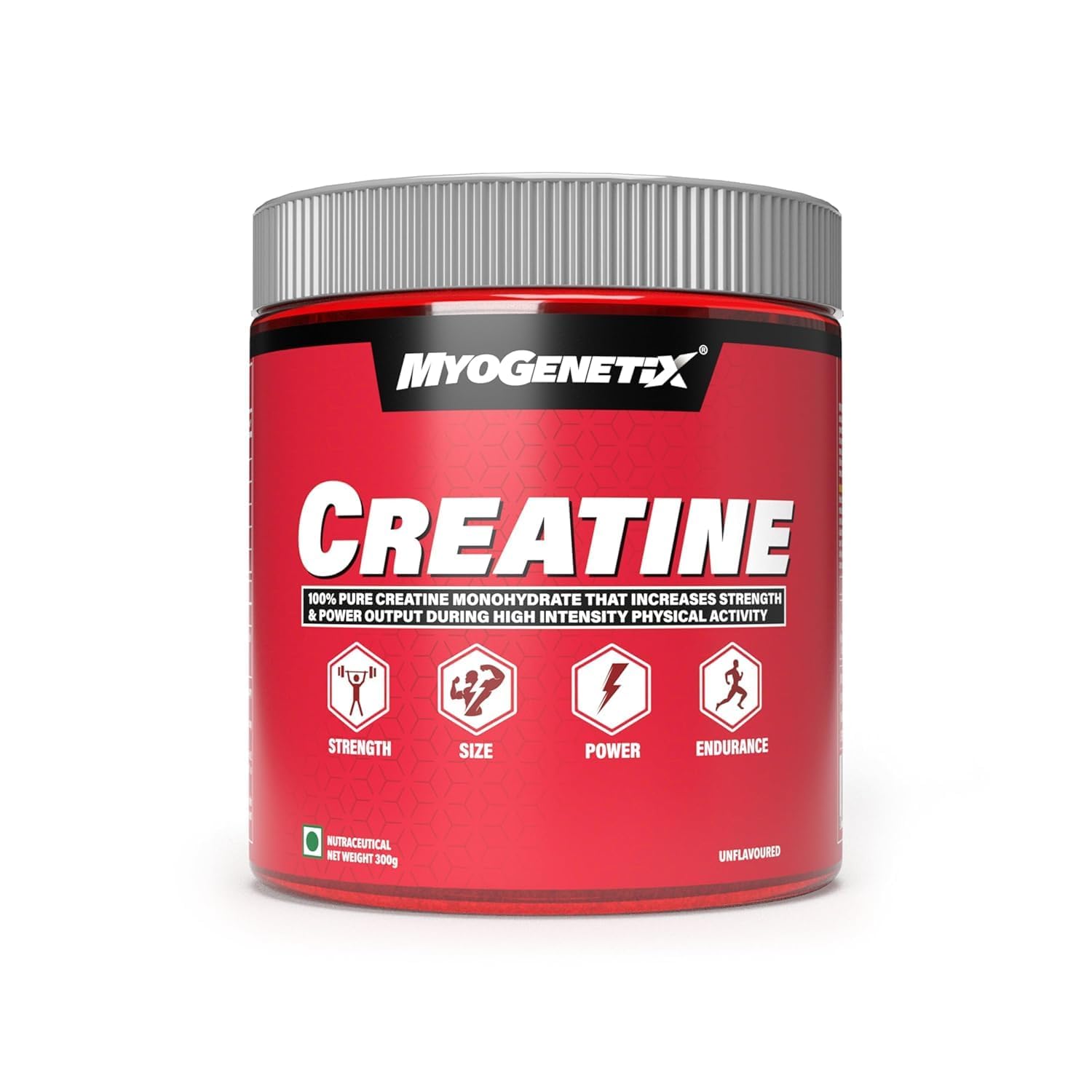 Creatine Monohydrate – Pure Micronized Creatine for Fast Absorption | Boosts Strength, Power, Muscle Growth & Recovery |100 Servings Lab-Tested, No Fillers, Zero Sugar | 300g (Unflavoured)