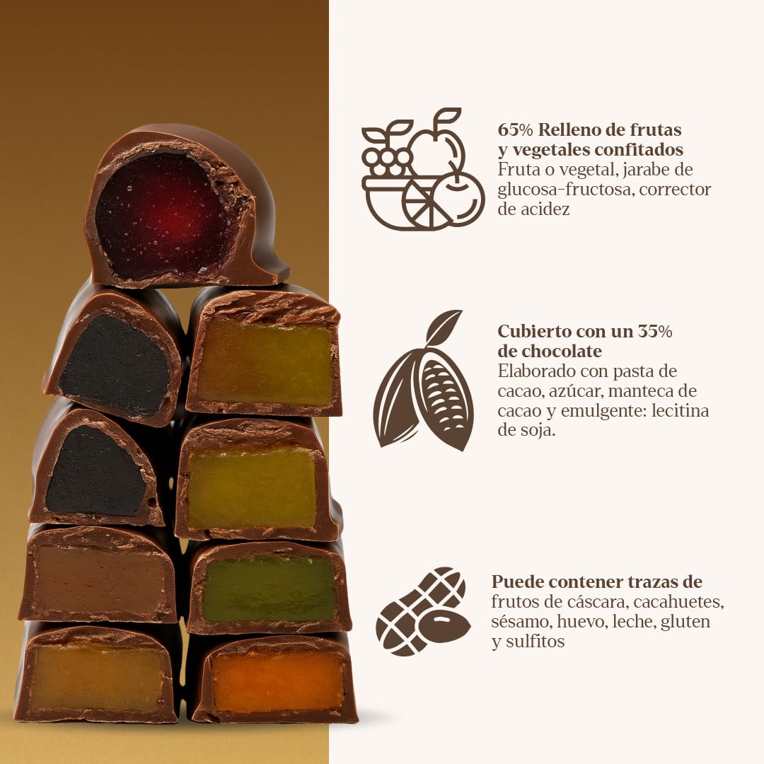 LAPASION - Frutas de Aragón con chocolate | Frutas cubiertas con chocolate | cestas para regalar | Surtidos de Chocolates |fruta confitada | 250g x 2 cestos