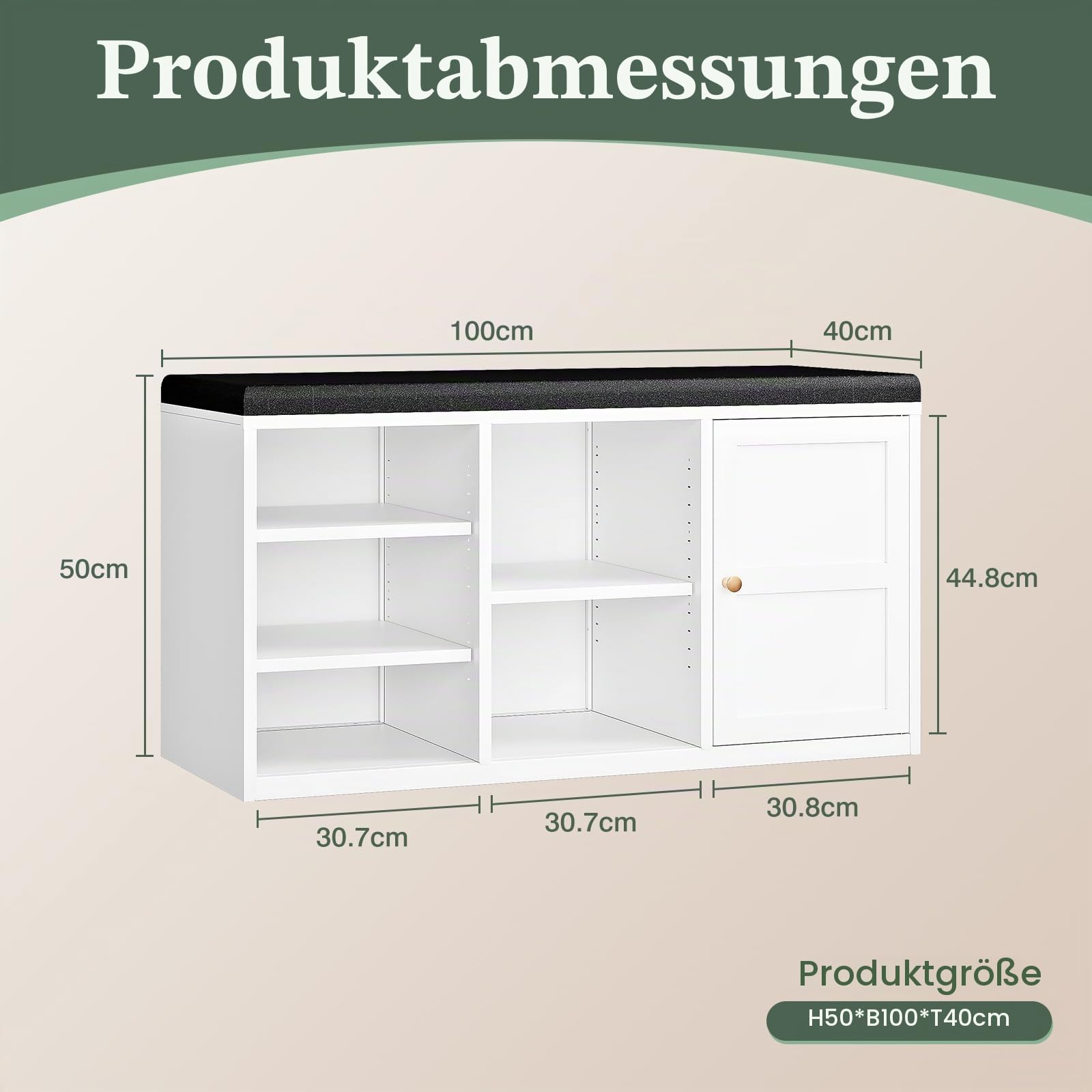 Schuhbank mit Sitzfläche Schuhschrank Sitztruhe Schuhregale mit Sitzbank Flurbänkchen Sitzkommode Sitzbank mit Stauraum Schuhschrank mit Sitzmöglichkeit Schuhorganisation Garderobenbank 100x50x40cm