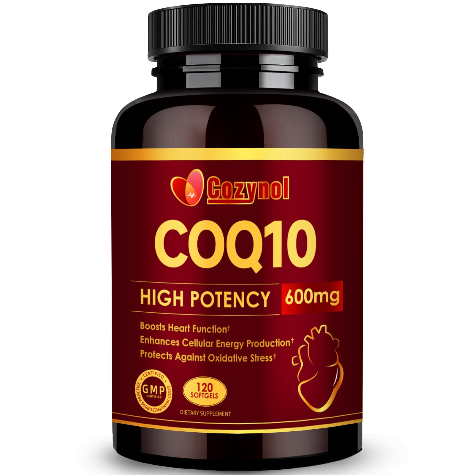 CoQ10 600mg Softgels with PQQ & Omega 3, 120 Count