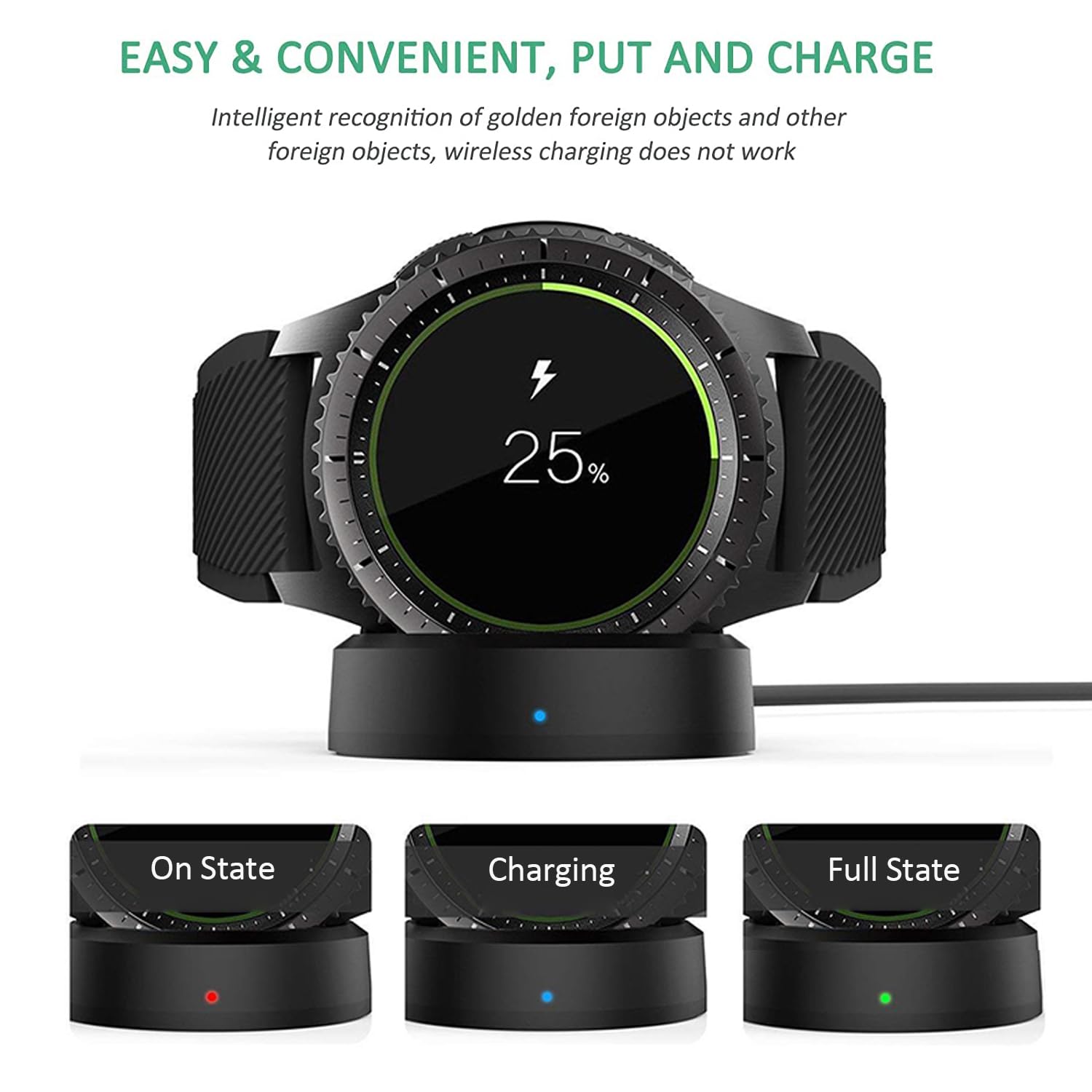gear s3 ladestation Uhrenladegerät für Samsung Frontier, mit Micro-USB-Ladekabel, für Smausng Gear S3 S2 Classic, Frontier Smart Watch Bulls Nandi 27,5 deep Upcycling Size:1L