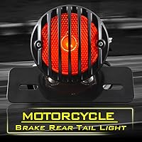 Vista 8 de KATUR 1 unids Motofans negro redondo metal motocicleta freno luz compatible con Harley Bobber Chopper Custom April IA Mana