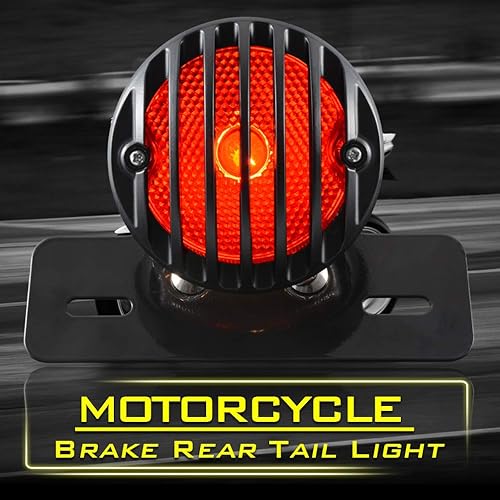 Miniatura 8 de KATUR 1 unids Motofans negro redondo metal motocicleta freno luz compatible con Harley Bobber Chopper Custom April IA Mana