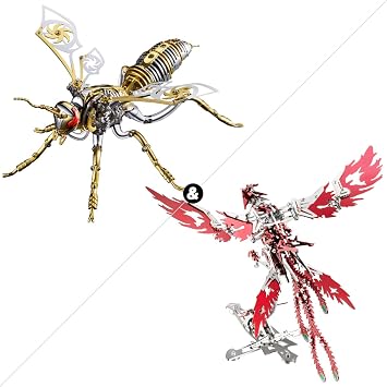 Metal Puzzles for Adults Model Kits DIY Assembly Mechanical Wasp and Phoenix Stainless Steel Building Block Toy Birthday Gifts for Men Women