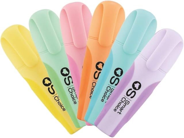 OS Smart Choice Highlighters - Pastel Colours 6 Pack