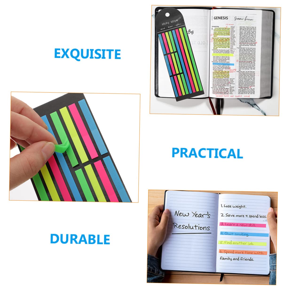 jojofuny 4 Set Note Adesive Fluorescenti Nastri Evidenziatori Evidenziatore Strisce Di Lettura Colorate Schede Del Libro Per Annotare L'estetica Dei Libri 6 Pezzi * 4