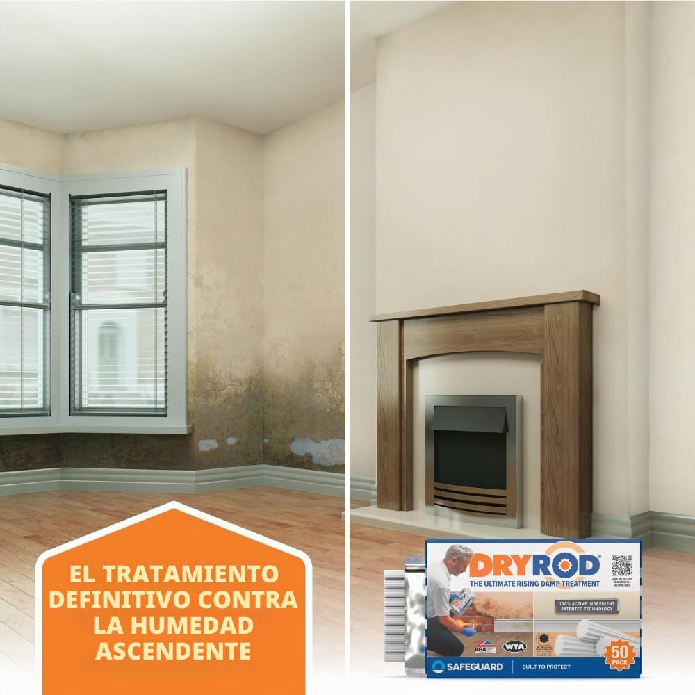 Dryrod Barritas Hidrófugas Antihumedad – Tratamiento Contra la Humedad por Capilaridad en Pared – Caja de 10 – Fácil Aplicación, Rápida Acción