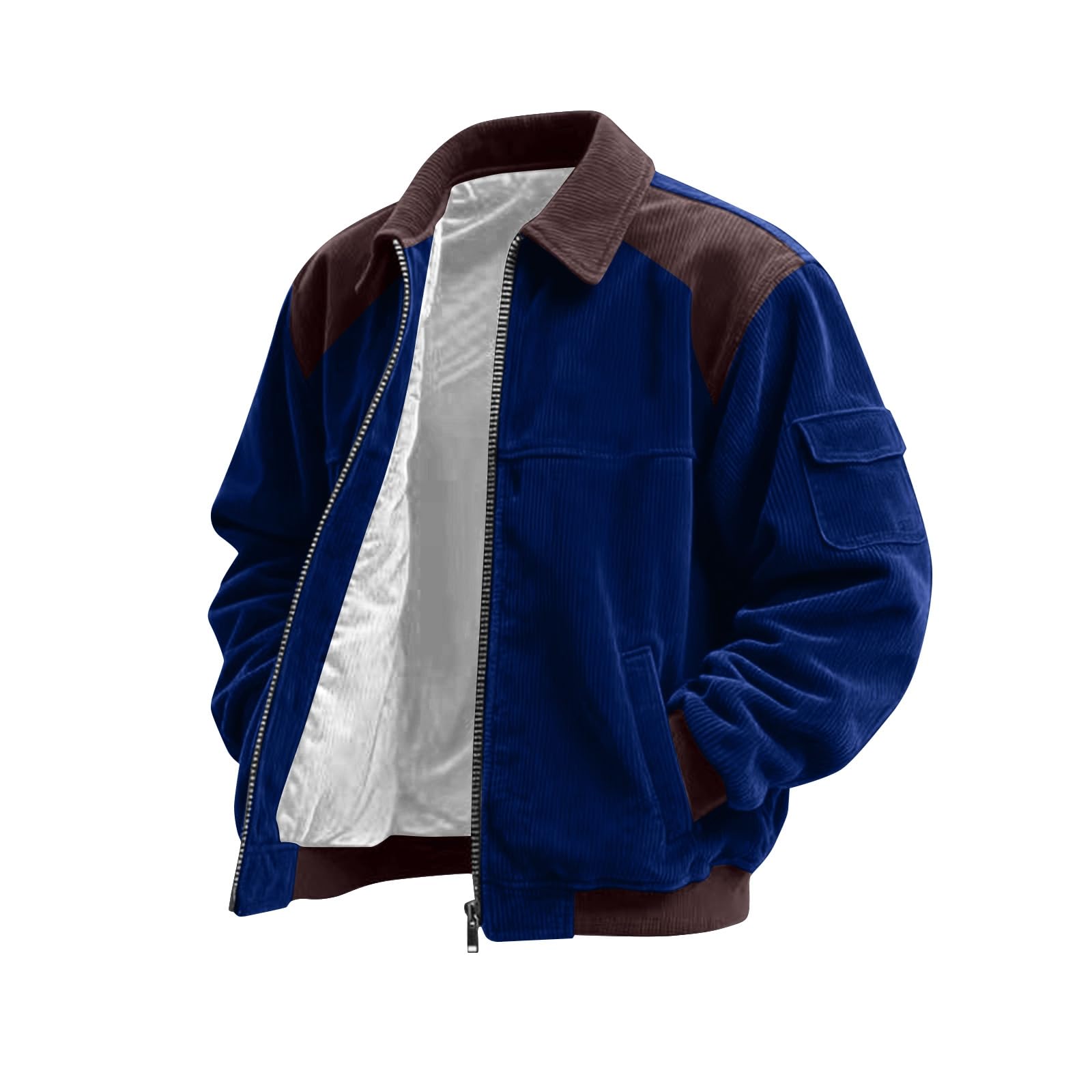 Cordjacke Herren Oversize Hemdjacke mit Reissverschluss Sweatjacke ohne Kapuze Herbstjacke Männer Übergangsjacke Modern Herrenjacke Langarm Winter Freizeitjacke Sportlich
