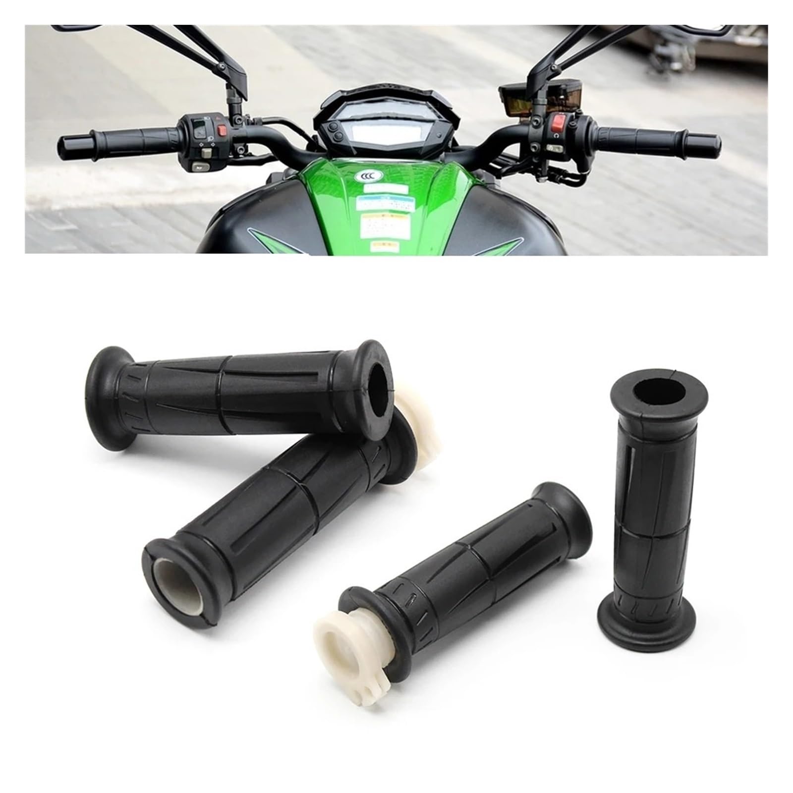 Per Kawas&aki Ni&nja 125 250R 300R 400 650R 1000 ER6R ER6F ER4N Moto Maniglia In Gomma Manopole Maniglia Colla Acceleratore Manubrio Manopole manubrio
