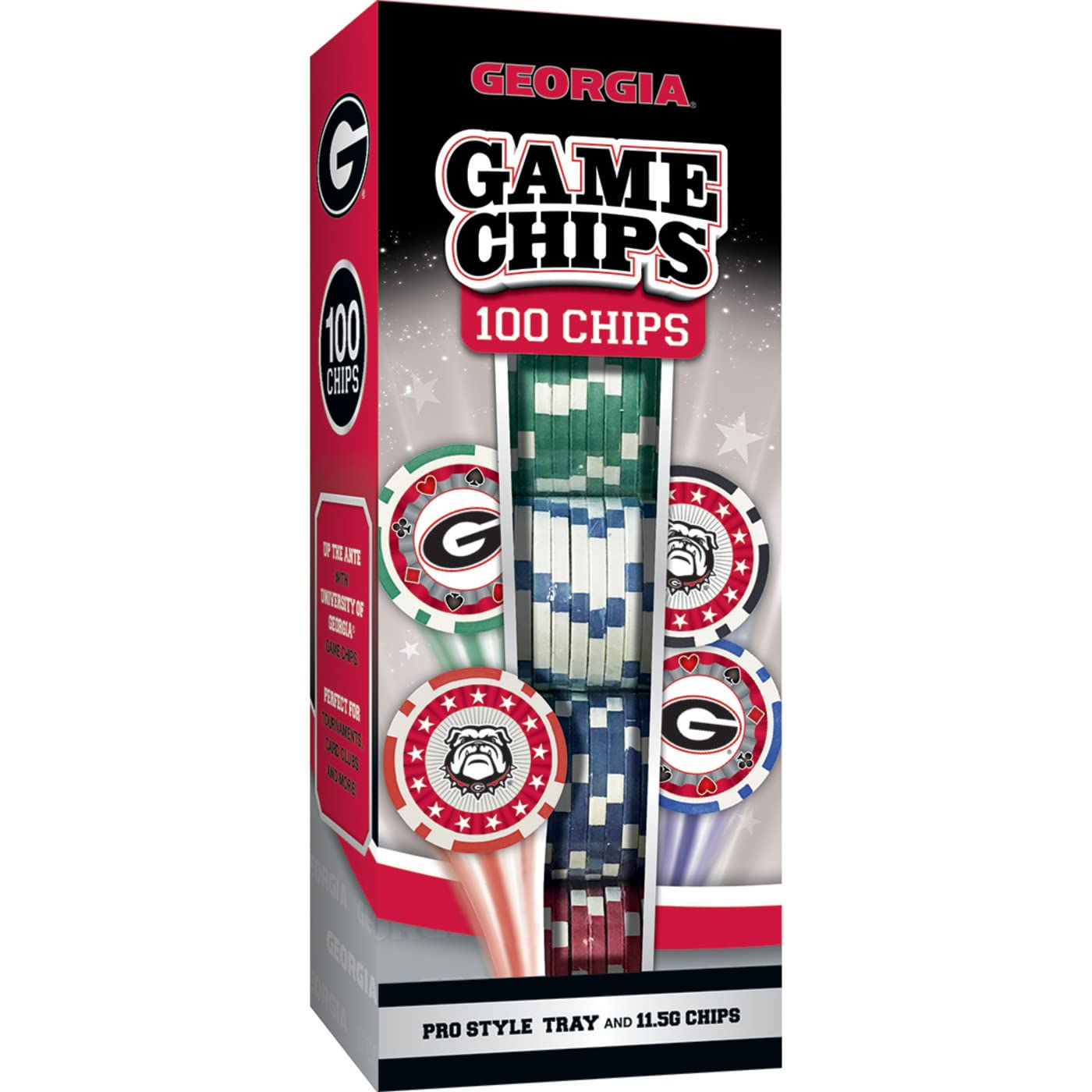 MasterPieces Casino - NCAA Georgia Bulldogs - 100 Piece Poker Chip Set with Tray