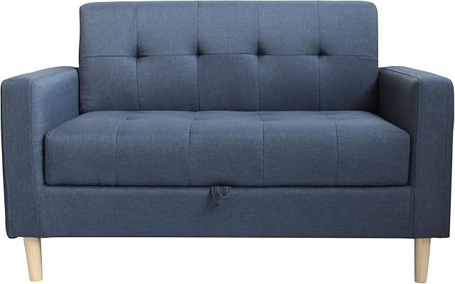 Visco Therapy Modern Smart Sofa in a Box, Compact 2 Seater Grey Fabric Sofa with Wooden Legs and Hidden Storage Space (Dark Grey)