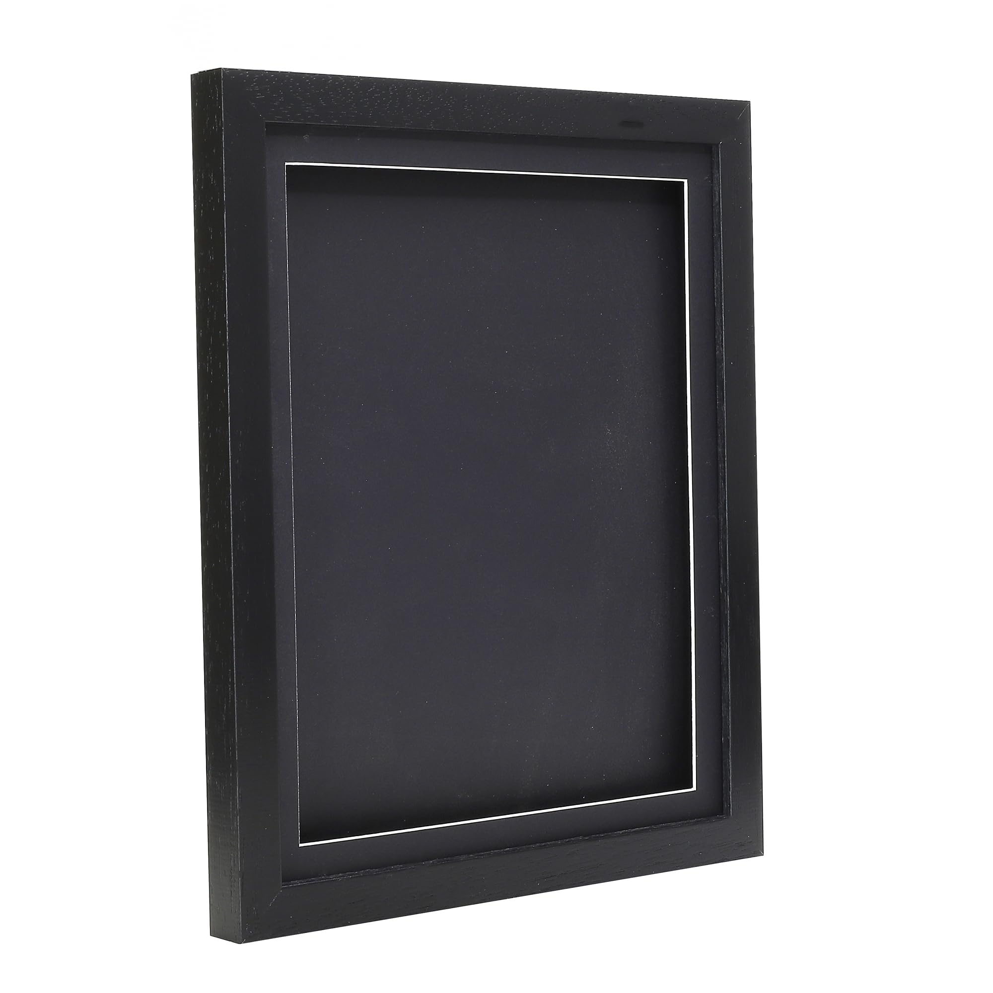 A4 Black Solid Wood 3D Deep Box Picture Frame Display Memory Box With Black Mount For Medals Memorabilia Flowers etc