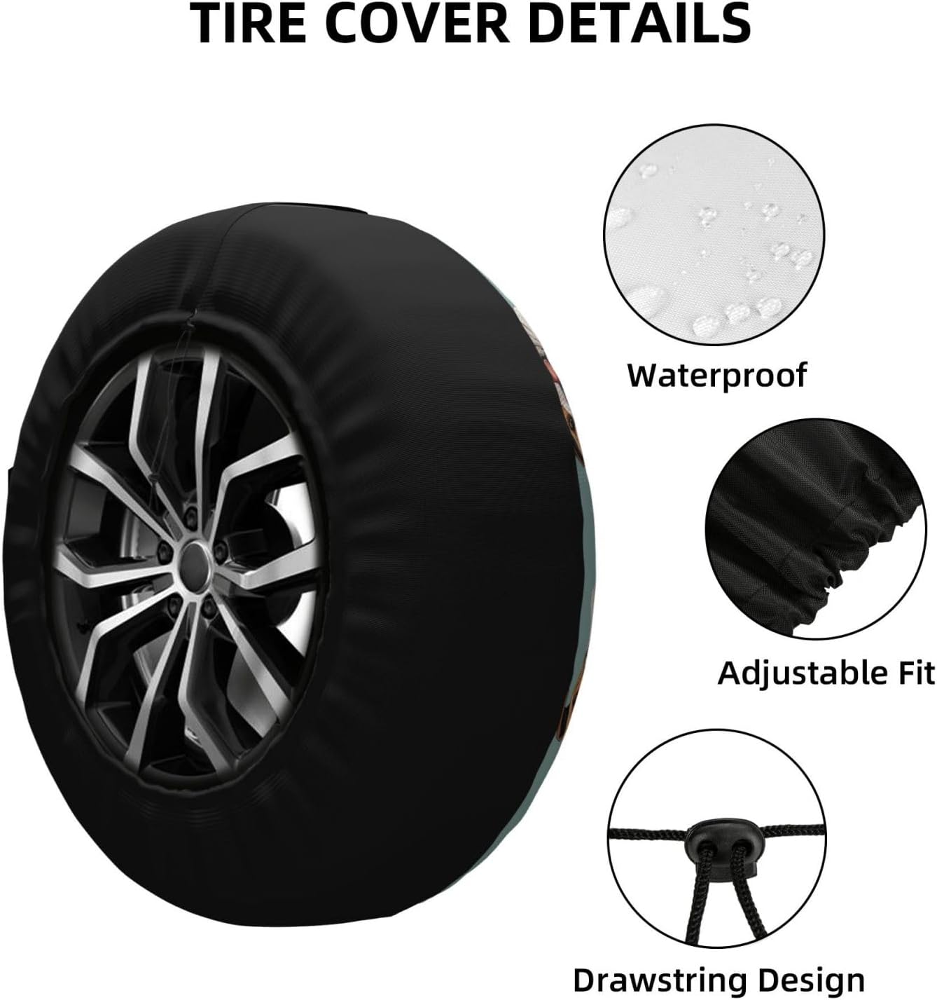 Funny English Bulldog Spare Tire Cover for RV Trailer, Waterproof Dustproof Wheel Protector Weatherproof Wheel Covers Camper Tire Cover Travel Car Accessories Universal Fit 17 inch image 4